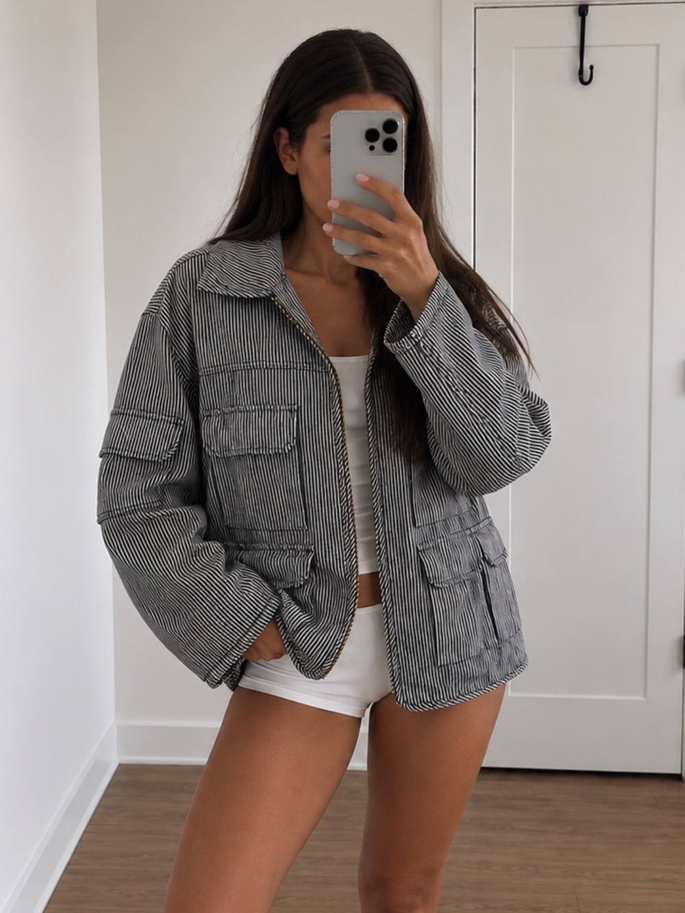 Lioness Renacida Denim Stripe Utility Jacket